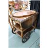 Image 1 : Matched grain walnut drop leaf tea wagon with removable double handled drinks tray