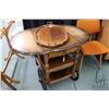 Image 2 : Matched grain walnut drop leaf tea wagon with removable double handled drinks tray