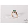 Image 2 : 14kt yellow gold, pear shaped emerald and white diamond rings, size 4