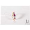 Image 1 : 18kt yellow gold five stone ring including two white diamonds and three pink ruby gemstones
