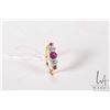 Image 1 : 18kt yellow gold five stone ring including two white diamonds and three pink ruby gemstones