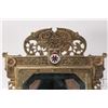 Image 2 : Antique brass framed tilting beveled mirror with enamel shield "Imperial Order Daughter of the Empir