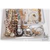 Image 2 : Tray lot of jewellery collectibles including beaded necklaces, chains, bracelets, bangles, earrings,