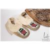 Image 2 : Pair of leather and coyote fur mukluks and a pair beaded leather and rabbit fur moccasins