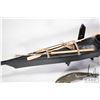 Image 2 : Inuit wood framed, leatherette wrapped kayak model 36" in length, includes rope, harpoon etc, and a1