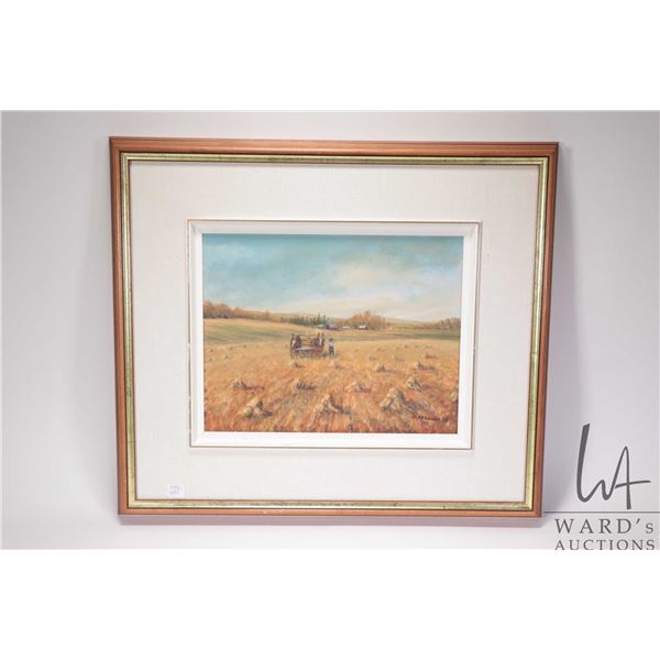 Framed oil on canvas painting "Another Load" signed by artist Maxine Abraham, 11" X 14", includes or