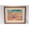 Image 1 : Framed oil on canvas painting of stokes in a field, signed by artist Paul Braid 12" X 16". NOTE: Thi