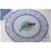 Image 2 : Three decor collectibles including blue and white hand painted charger 16" in diameter, blue glass c