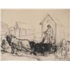 Image 2 : Framed antique etched print titled on verso "The Bathing Machine, Ostende" pencil signed by artist E