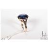 Image 2 : 10kt yellow gold and large blue faceted gemstone ring, size 6.5