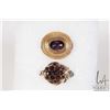 Image 1 : Two antique brooches including garnet set with purple amethyst like gemstone, tests gold