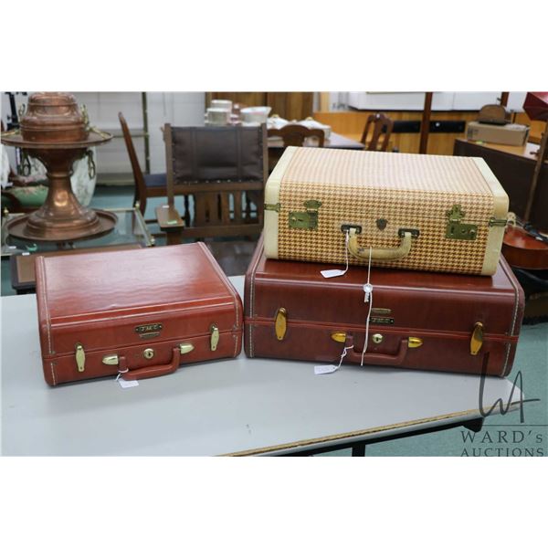 Three vintage suitcases including large and small Samsonite hard cases, styles 4951 and 1916 plus a 