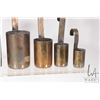 Image 2 : Selection of antique metal wares including 5" X 3 1/2" strong box, brass No. 5 lighter, small oiler 