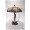 Image 1 : Cast and slag glass table lamp, 21" in height