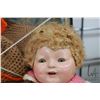 Image 4 : Antique composition dydee type baby doll with sleep eyes and skin wig 15" in length in a metal wrapp