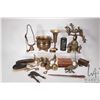 Image 1 : Selection of collectible brass including fly motif trinket box, wall mount bells, elephants, figures