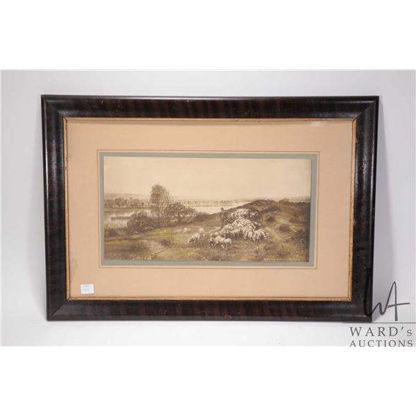 Antique framed print "Return From Pasture" outside dimensions 17" X 25"