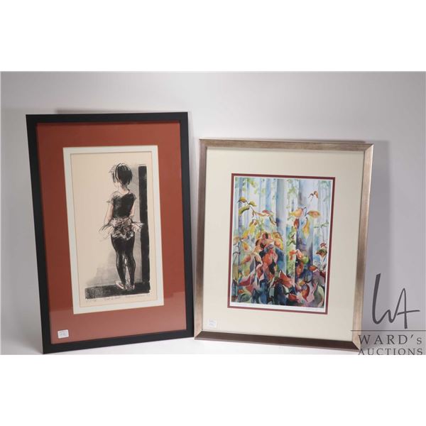 Two framed prints including limited edition  Girl in Tights  by artist Hamm Graver (?) outside dimen