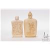 Image 2 : Two carved snuff bottles including a 2 3/4" carved ivory and a 3" carved bone