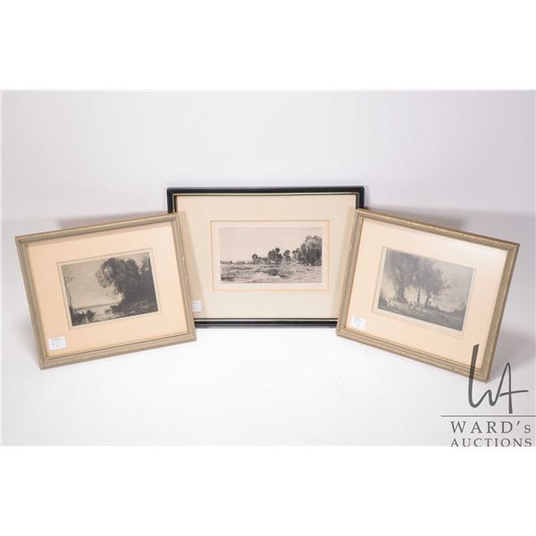 Three small vintage black and white prints, each approximately 8  X 10  outside dimensions