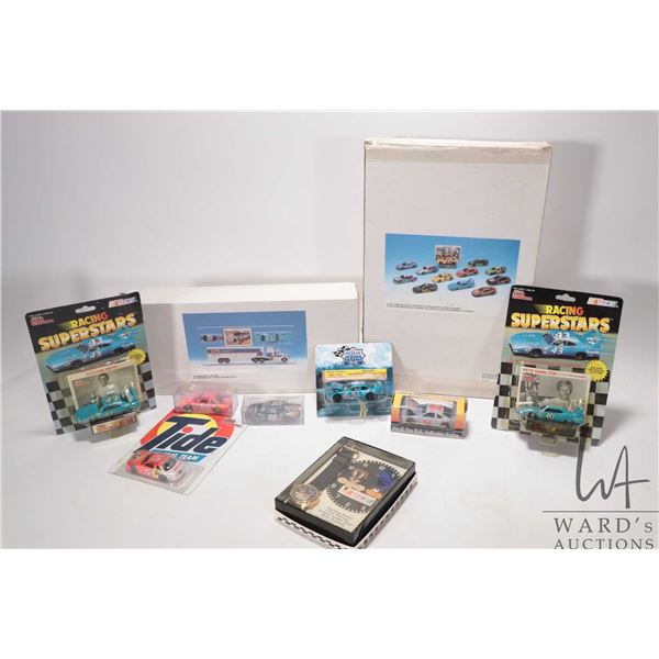 Selection of Nascar die cast collectibles including 12 piece stock car set in original packaging, Ri