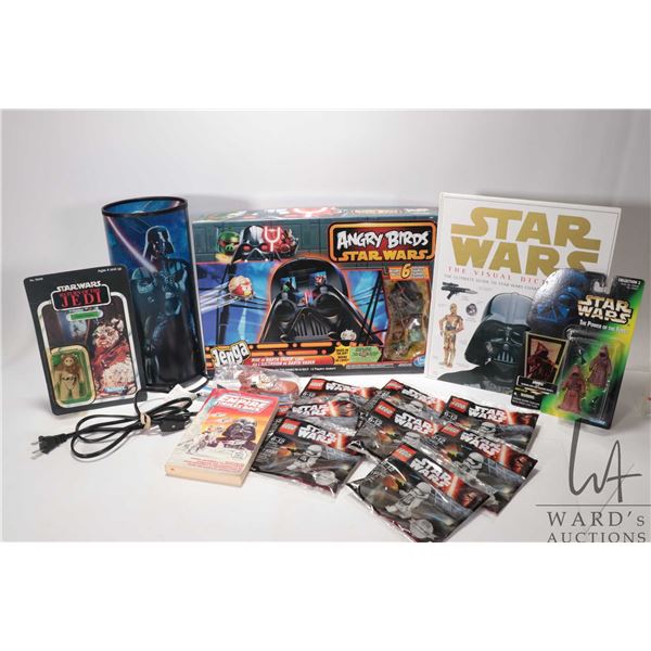 Selection of Star Wards collectibles including Star Wars Angry Birds Jenga game, Star Wars Lego, fig