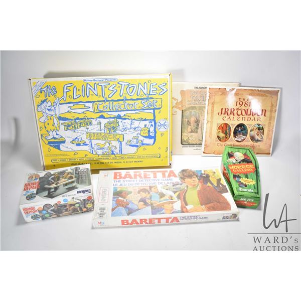 Flinstones collectors set by Hanna Barbara & Marx Toys, Baretta board game, Horror Gallery puzzle, T