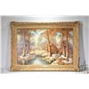 Image 1 : Gilt framed oil on canvas painting of a forest creek scene. Signed by artist "H.L Scheffel". Measuri