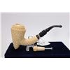 Image 2 : Boxed vintage handcarved meerschaum pipe with horn stem, case and tamper, signed by artist Eyup Sabr