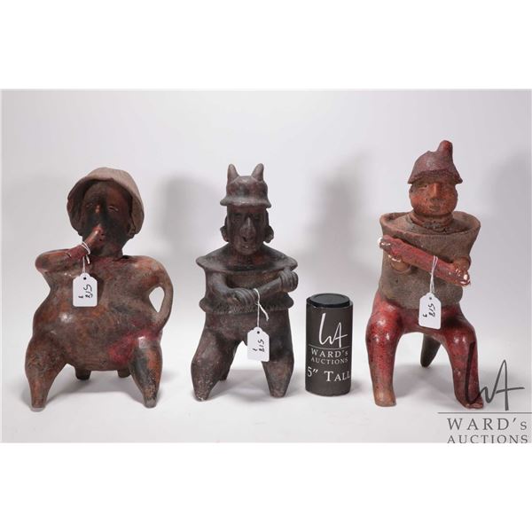 Three artisan made pottery figures by artist Jalisco, note: all have some damage, each approximately