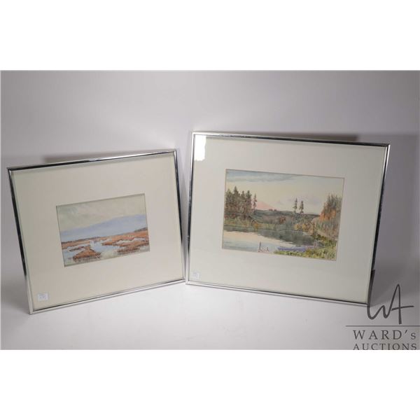 Two framed original watercolour paintings, both water scenes and both by artist Robert Campbell, one