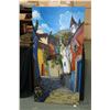 Image 1 : Handpainted textured acrylic on board painting of a European street, signed by artist M. (Miguel) Fr