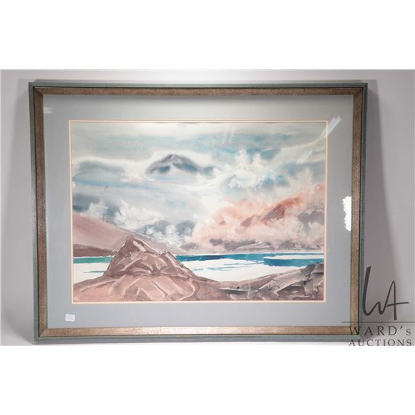 Framed original watercolour painting on paper of a stormy waters, no artist seen, 20" X 28". NOTE: T