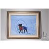 Image 1 : Framed acrylic on canvas painting of youths planning shinny hockey signed by artist Allen Sapp, 16" 