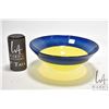 Image 1 : Yellow vaseline to cobalt, artisan signed center bowl 10" in diameter