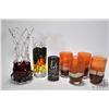 Image 1 : Six artisan made art glass pieces including set of four tumbler, Romanian made cylinder vase and a r