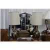 Image 1 : Pair of mid century woven motif table lamps with shade, overall height 39". NOTE: This Lot Is Not Av