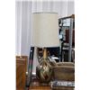Image 2 : Pair of mid century woven motif table lamps with shade, overall height 39". NOTE: This Lot Is Not Av