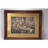Image 1 : Vintage etched print of Oliver Cromwell refusing to adopt the crown, overall dimensions including 27