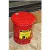 Image 1 : Justrite oily waste disposal can. NOTE: This Lot Is Not Available For Shipping. Local pickup only.