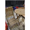 Image 2 : Wooden folding patio table set including table and two chairs
