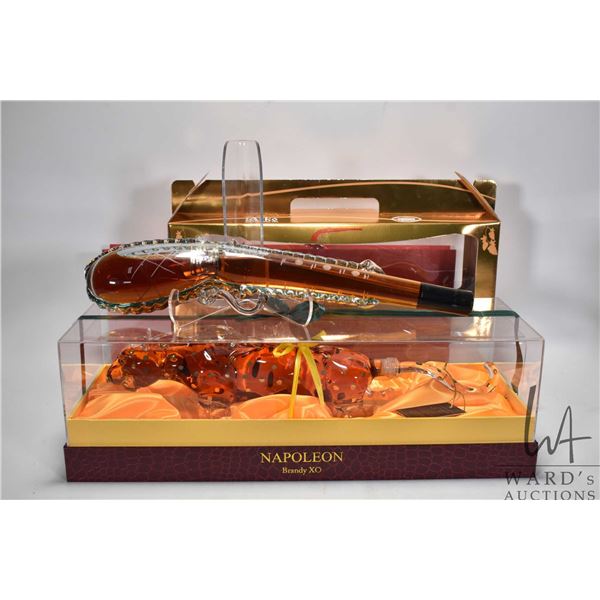 Five Star Brandy in musket crystal bottle/ 40% ABV /375ml and XO Napoleon Brandy in leopard crystal/