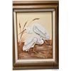 Image 2 : Framed oil on canvas painting of two storks, signed by artist Walcum, 16" X 12". NOTE: This Lot Is N
