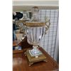 Image 2 : Schonbek Dynasty French crystal table lamp with gilt accents and fitted shade, overall height 34"