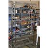 Image 1 : Chrome metal baker's racks on castors with four adjustable shelves, 76" H X 36" W X 18" D