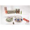Image 1 : Selection of Oriental collectibles including stone stamps, Noritake dish with drip tray and ladle, t