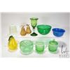 Image 1 : Selection of vintage glass collectibles including hand blown pieces, Depression era cream, sugar and