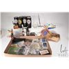 Image 1 : Selection of collectibles including pens, belt buckles, cards, stamps, six Ritzenhoff shot glasses w