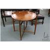 Image 1 : Antique " Conver-Table" with folding base and flip over 24" diameter top with one side felt covered,