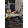 Image 1 : Chrome metal baker's racks on castors with four adjustable shelves, 76" H X 36" W X 18" D